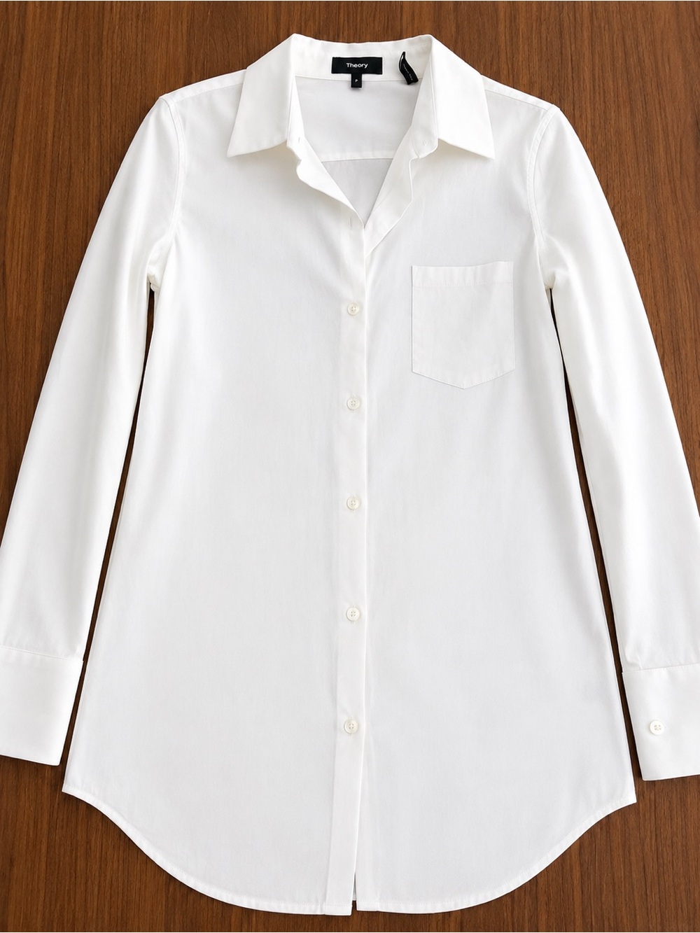 Theory Off-White Long-Sleeve Button-Down Shirt
